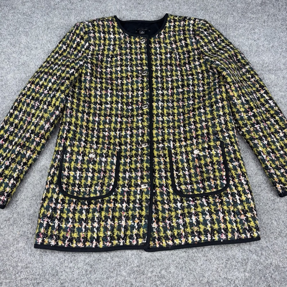 Ann Taylor Coat Women's Size 10 Tweed Wool Blend Multicolor Long Jacket Career